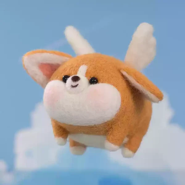 Flying Corgi Wool Felt Dog
