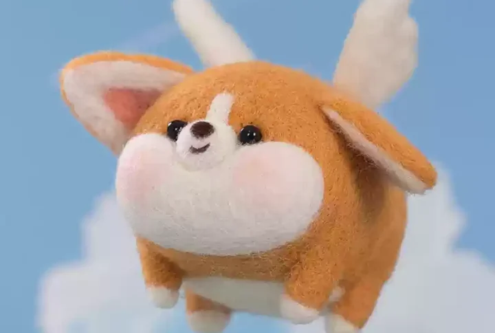 Flying Corgi Wool Felt 1