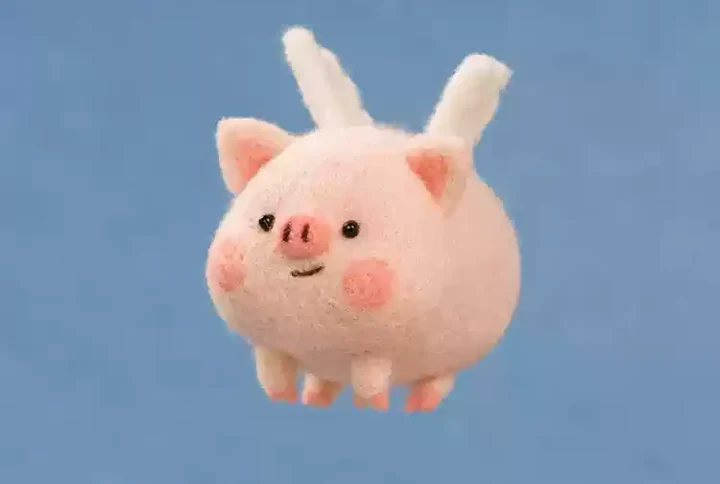needle felted pig