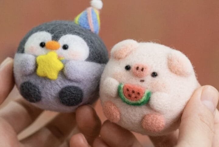 needle felted pig